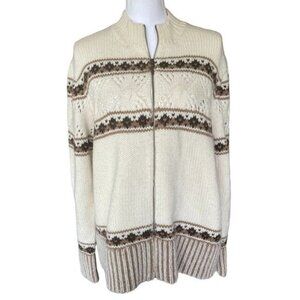 Vintage Cardigan Sweater Wool Alpaca XL Real Clothes Saks Fifth Avenue Full Zip